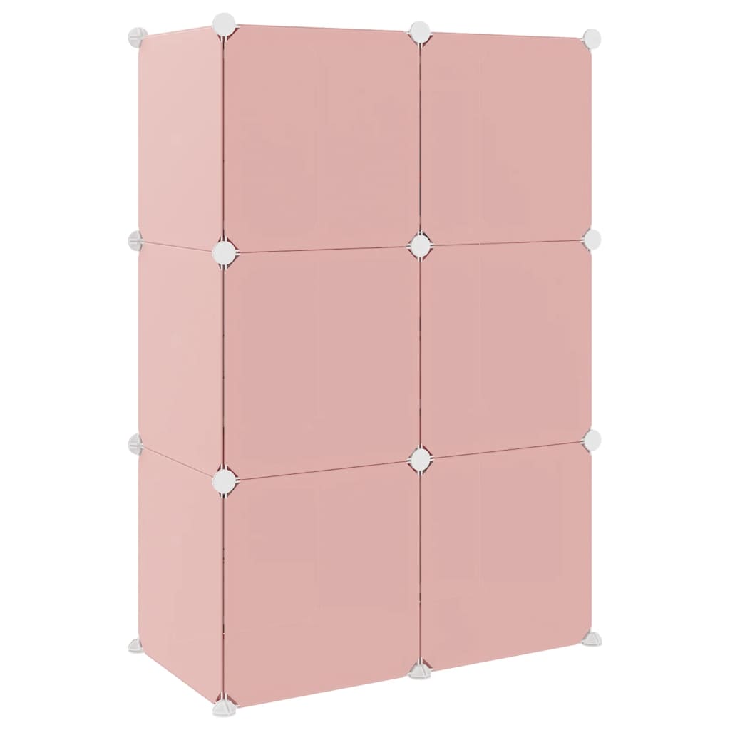 Cube Storage Cabinet for Kids with 6 Cubes Pink PP