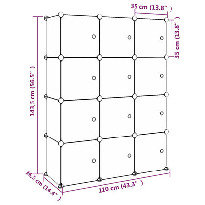 Cube Storage Cabinet for Kids with 12 Cubes Green PP