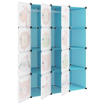 Cube Storage Cabinet for Kids with 12 Cubes Blue PP