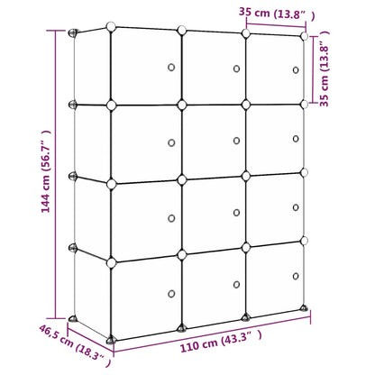 Cube Storage Cabinet for Kids with 12 Cubes Blue PP