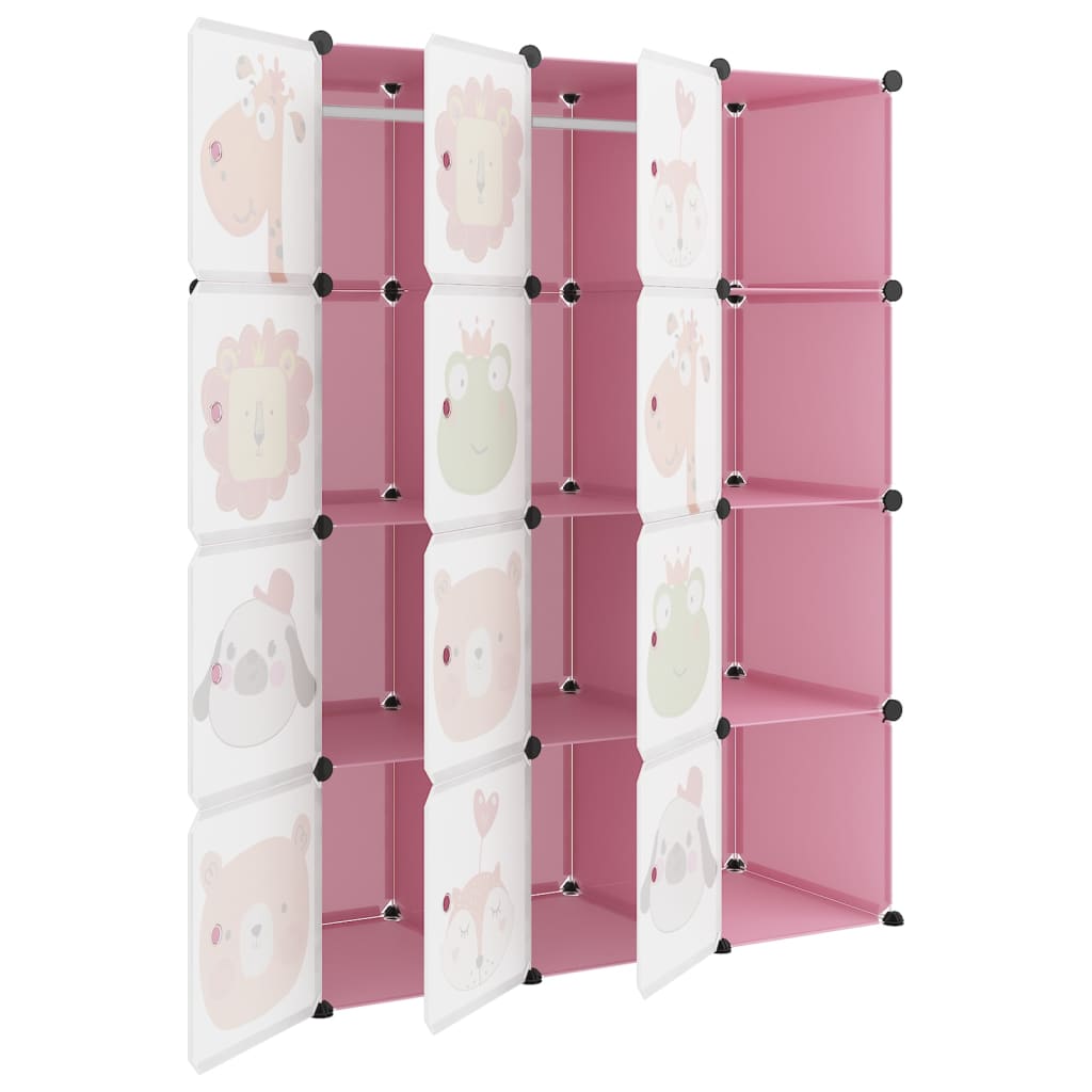 Cube Storage Cabinet for Kids with 12 Cubes Pink PP