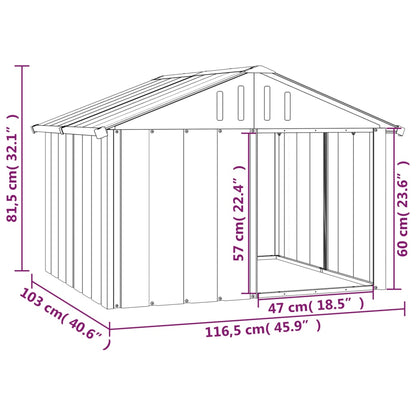 Dog House Grey 116.5x103x81.5 cm Galvanised Steel