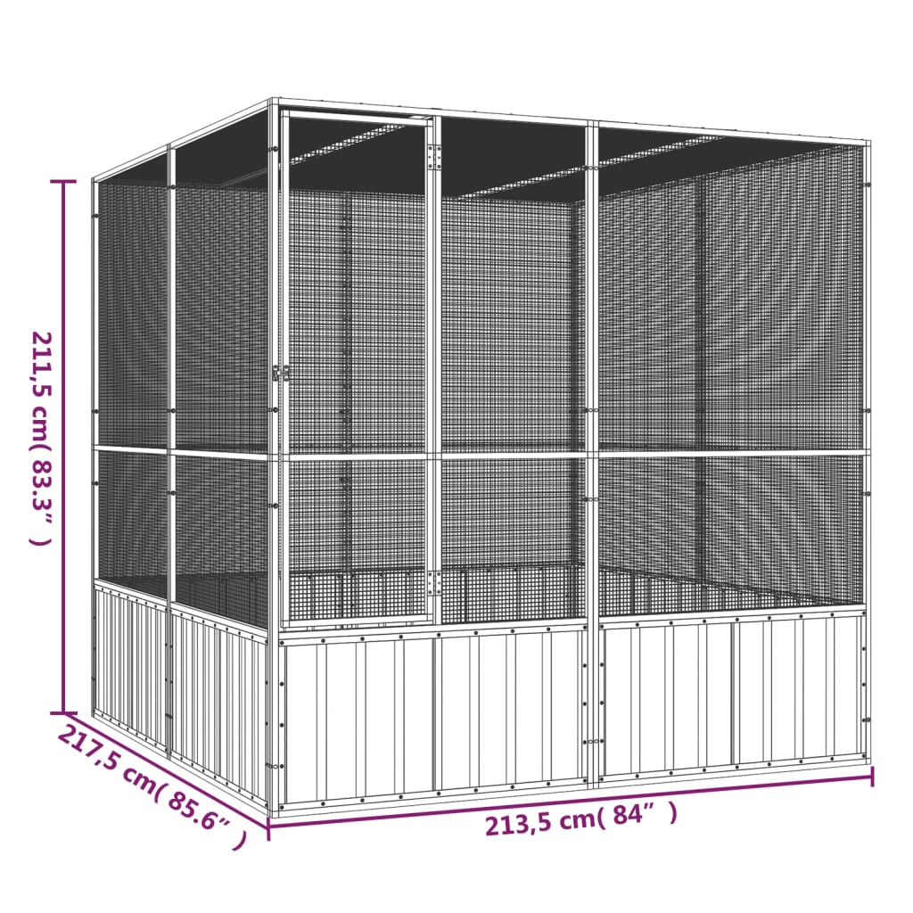 Bird Cage Grey 213.5x217.5x211.5 cm Galvanised Steel