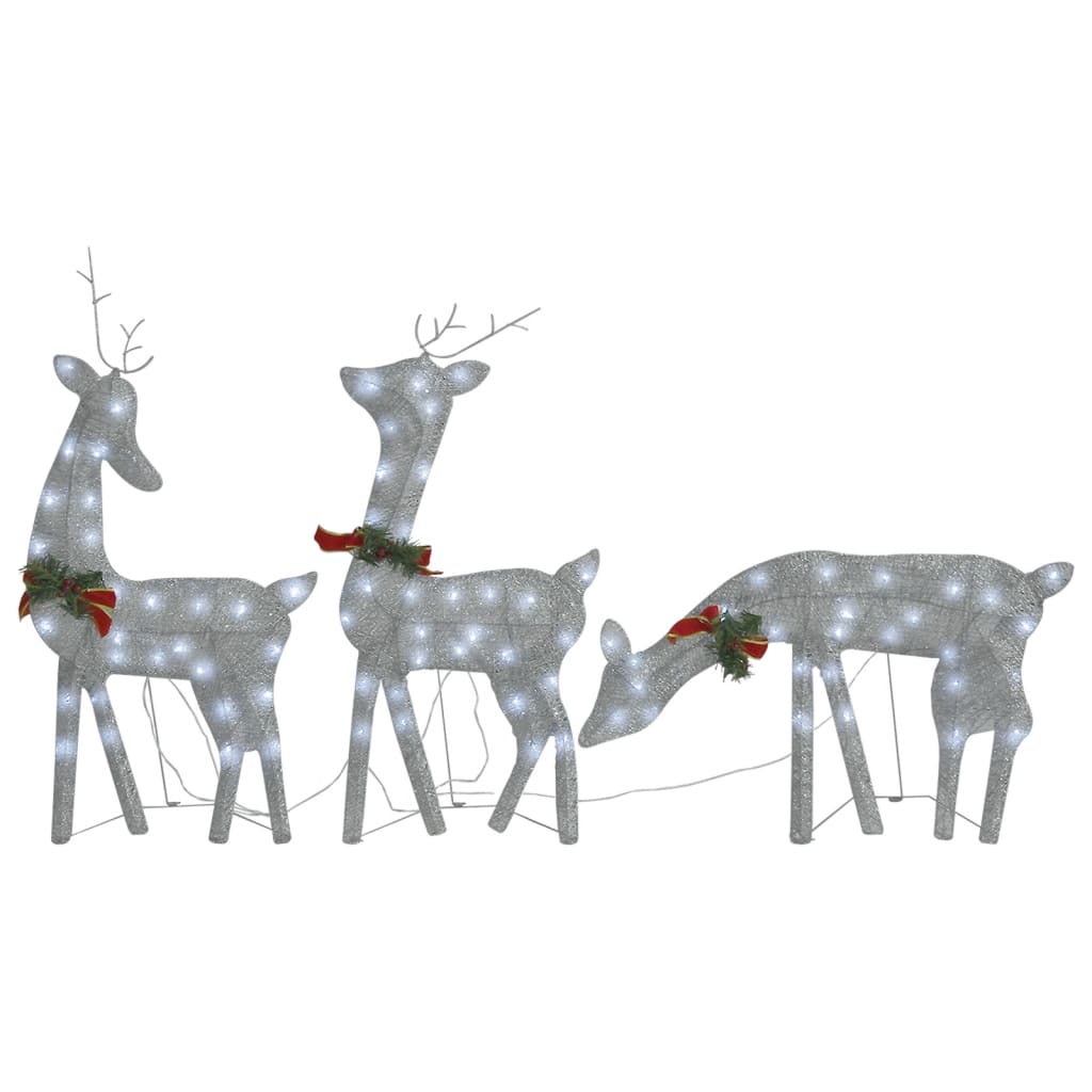 Christmas Reindeer Family 270x7x90 cm Silver Cold White Mesh