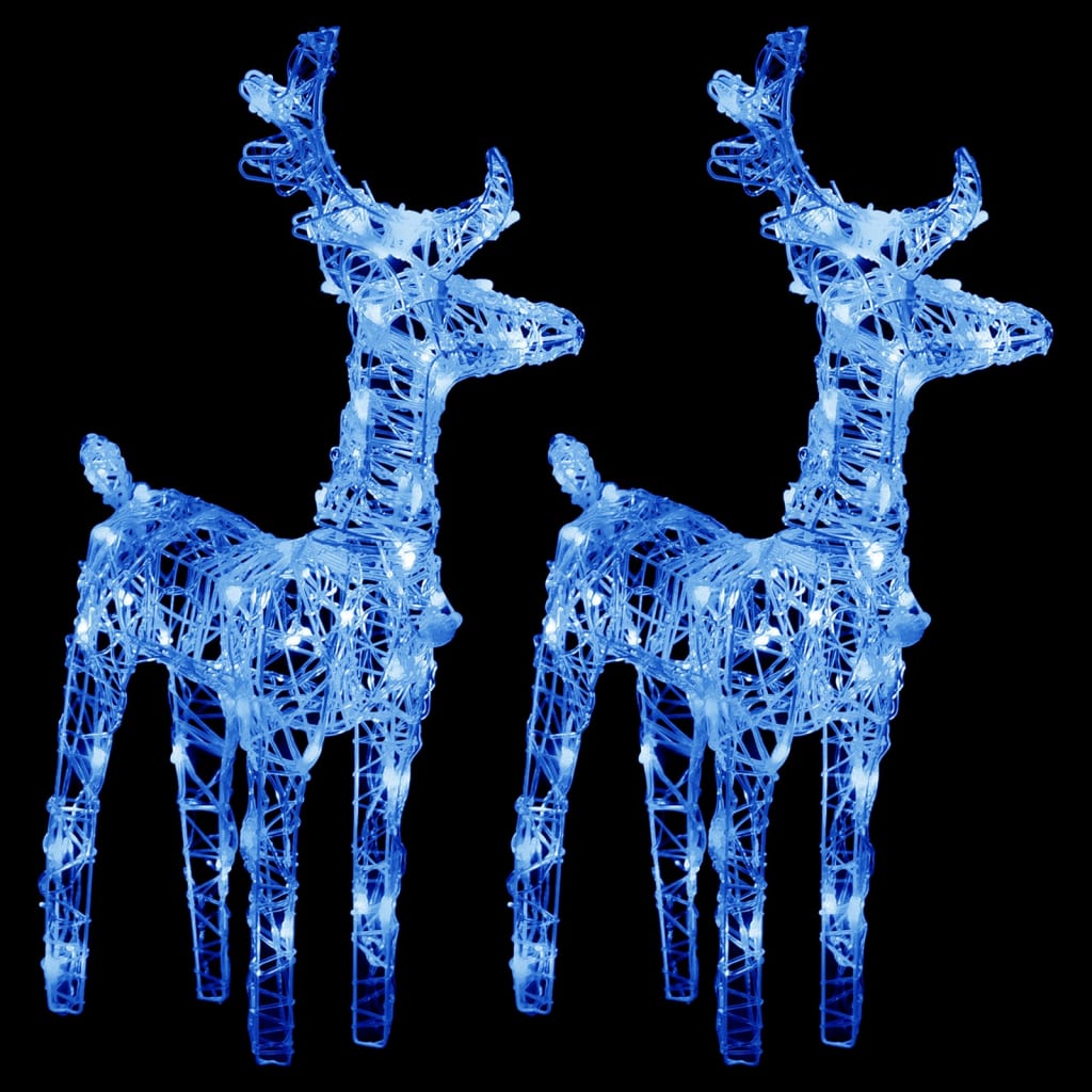 Christmas Reindeers 2 pcs Blue 80 LEDs Acrylic