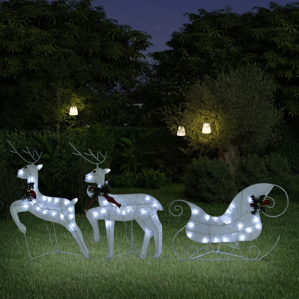 Reindeer & Sleigh Christmas Decoration 60 LEDs Outdoor White