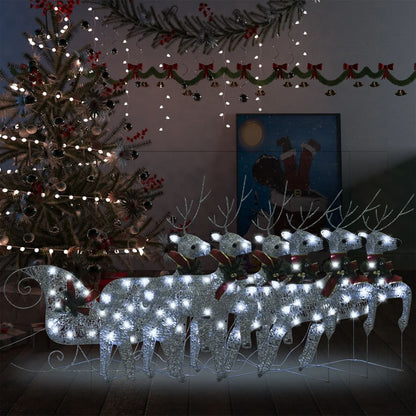 Reindeer & Sleigh Christmas Decoration 140 LEDs Outdoor Silver