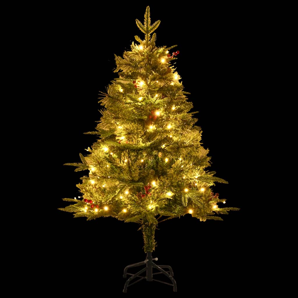 Pre-lit Christmas Tree with Pine Cones Green 120 cm PVC&PE