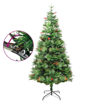 Pre-lit Christmas Tree with Pine Cones Green 195 cm PVC&PE