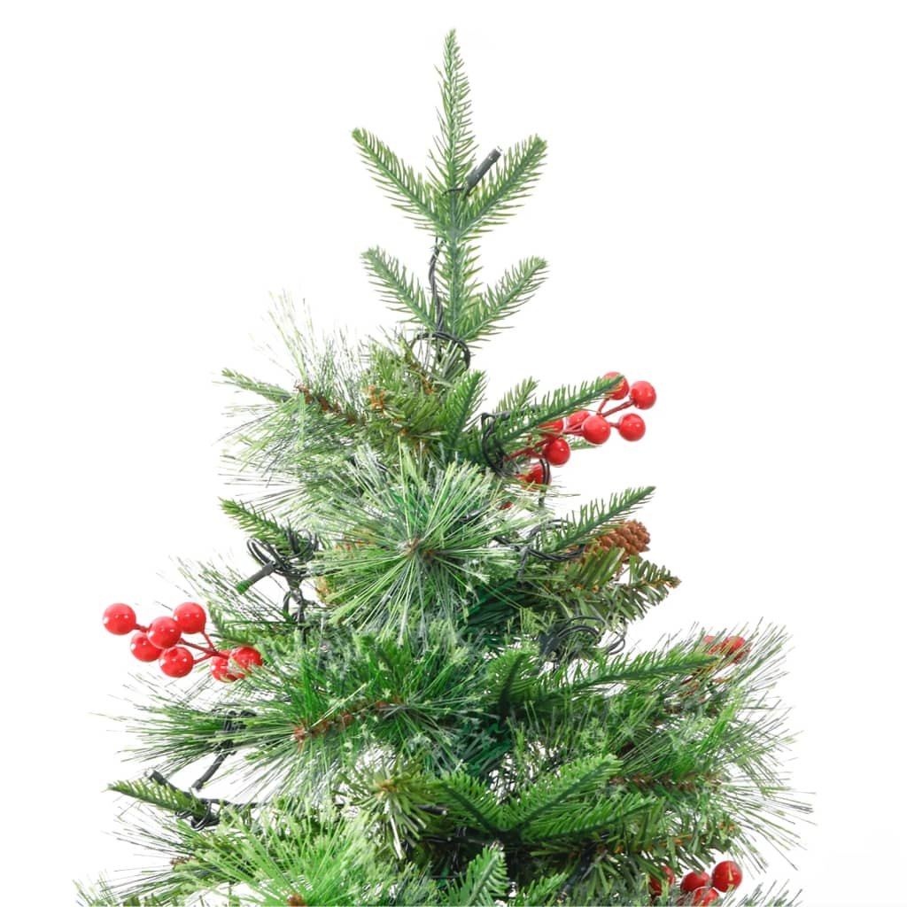 Pre-lit Christmas Tree with Pine Cones Green 195 cm PVC&PE