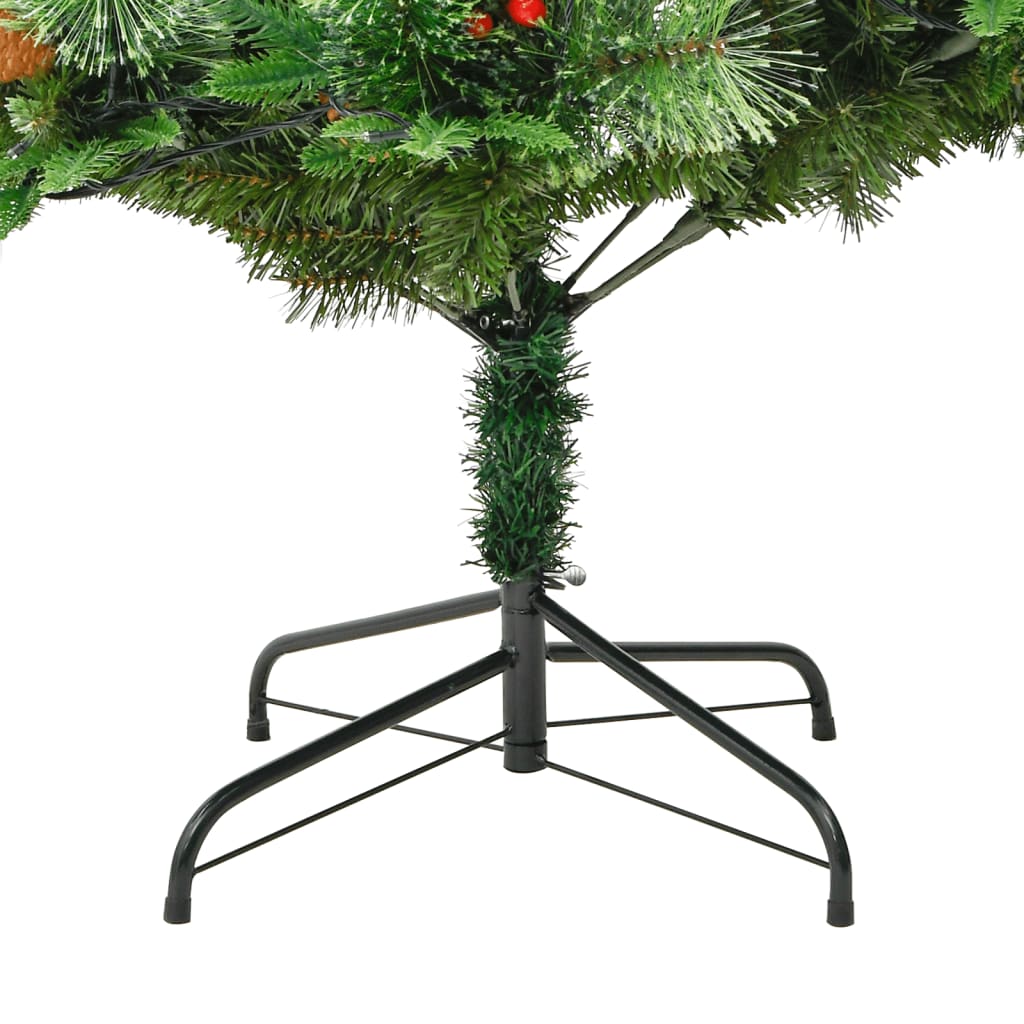 Pre-lit Christmas Tree with Pine Cones Green 225 cm PVC&PE