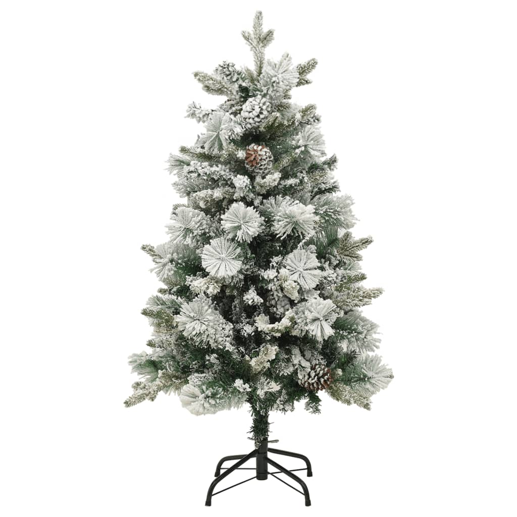 Pre-lit Christmas Tree with Flocked Snow&Cones 120 cm PVC&PE