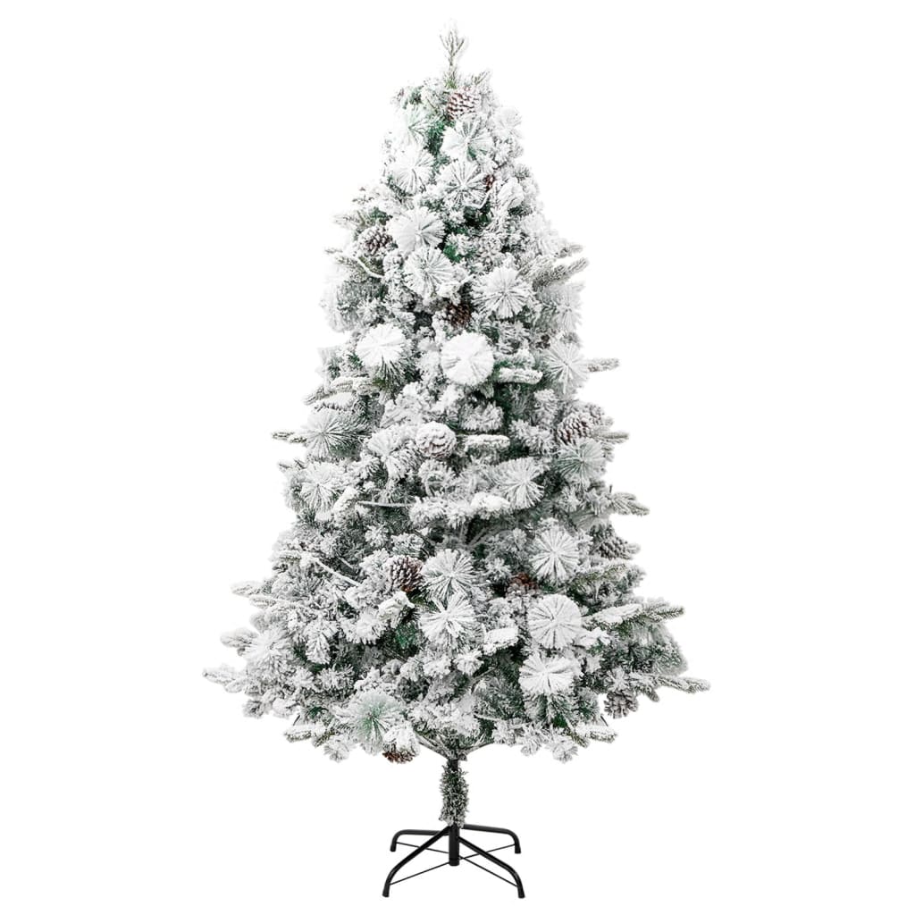 Pre-lit Christmas Tree with Flocked Snow&Cones 195 cm PVC&PE