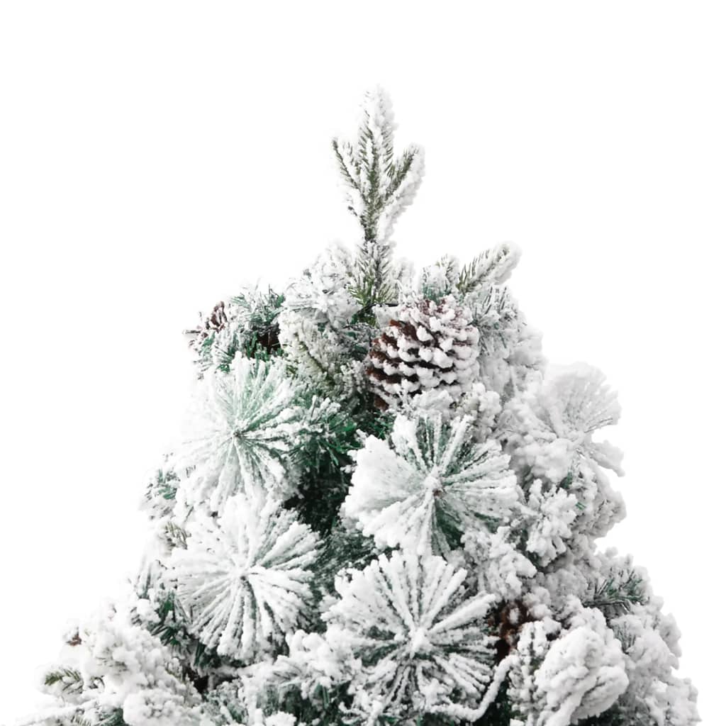 Pre-lit Christmas Tree with Flocked Snow&Cones 195 cm PVC&PE