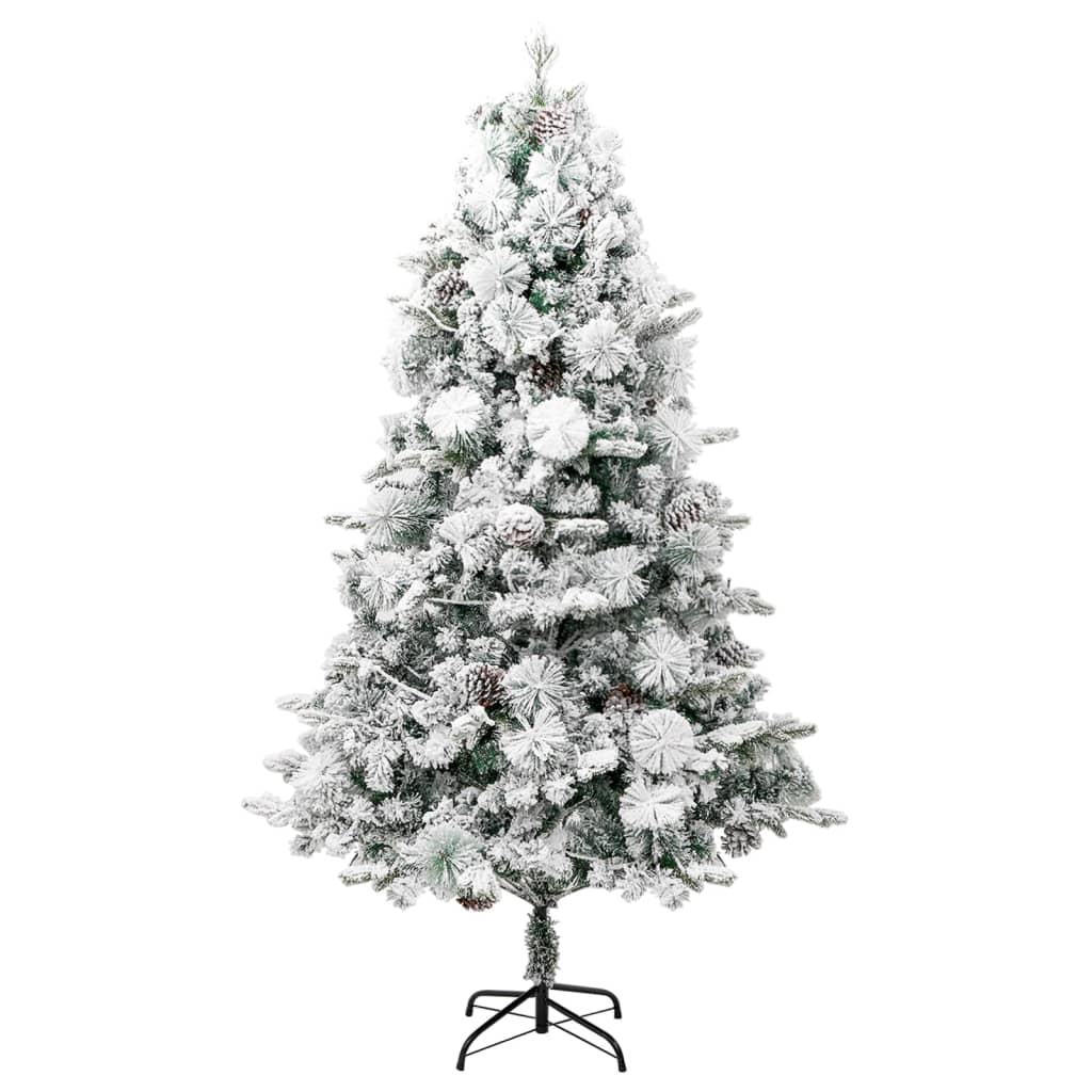 Pre-lit Christmas Tree with Flocked Snow&Cones 225 cm PVC&PE