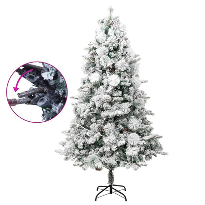 Pre-lit Christmas Tree with Flocked Snow&Cones 225 cm PVC&PE