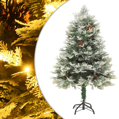 Pre-lit Christmas Tree with Pine Cones Green 120 cm PVC&PE