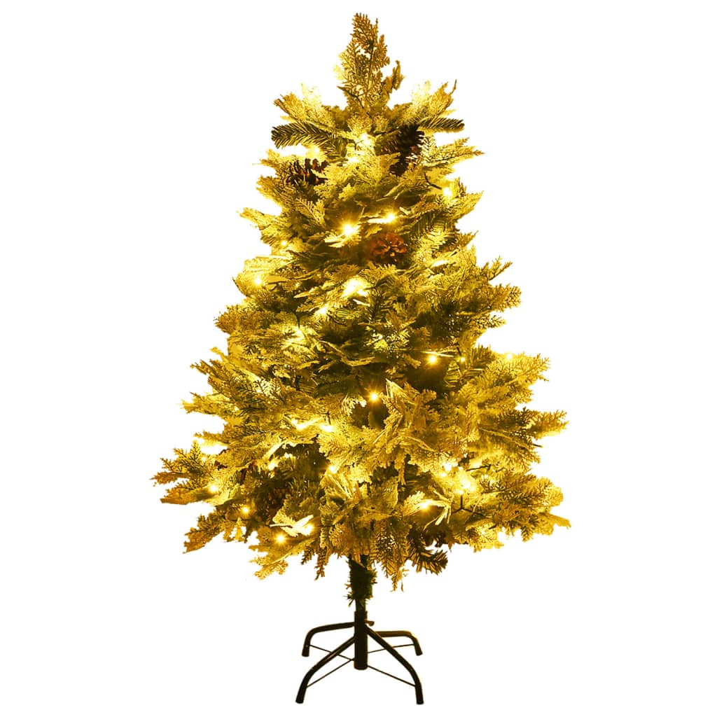 Pre-lit Christmas Tree with Pine Cones Green 120 cm PVC&PE