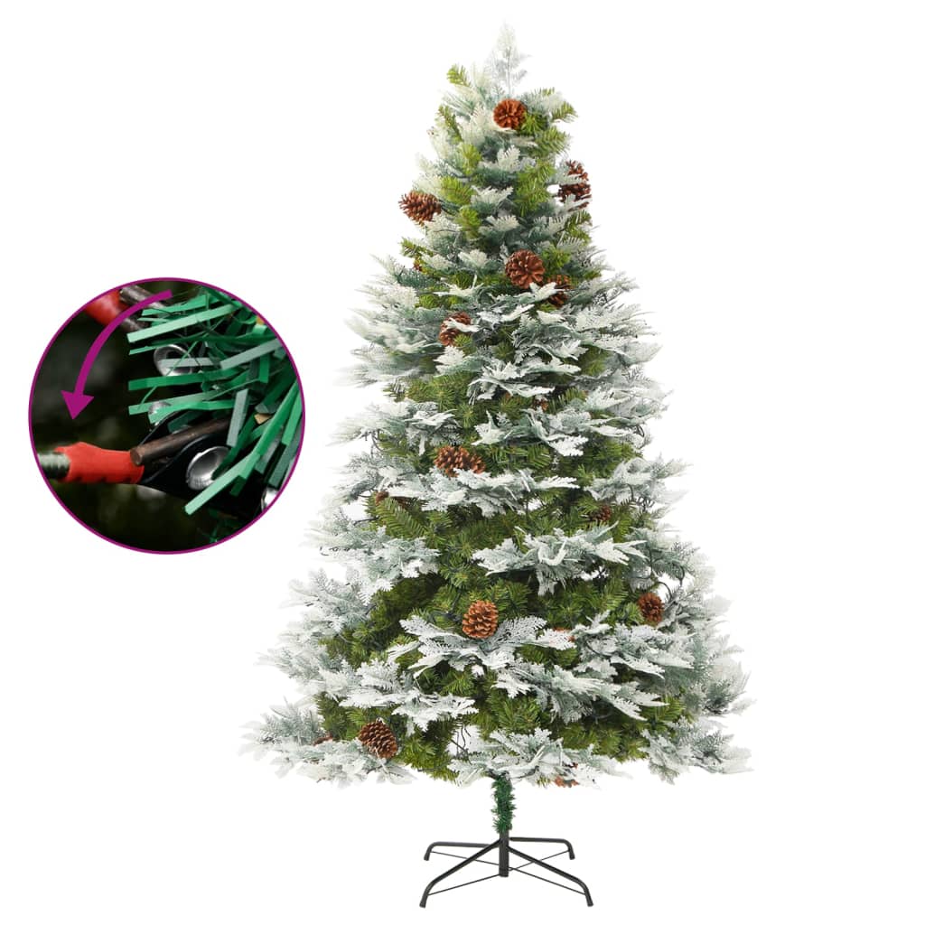 Pre-lit Christmas Tree with Pine Cones Green 195 cm PVC&PE