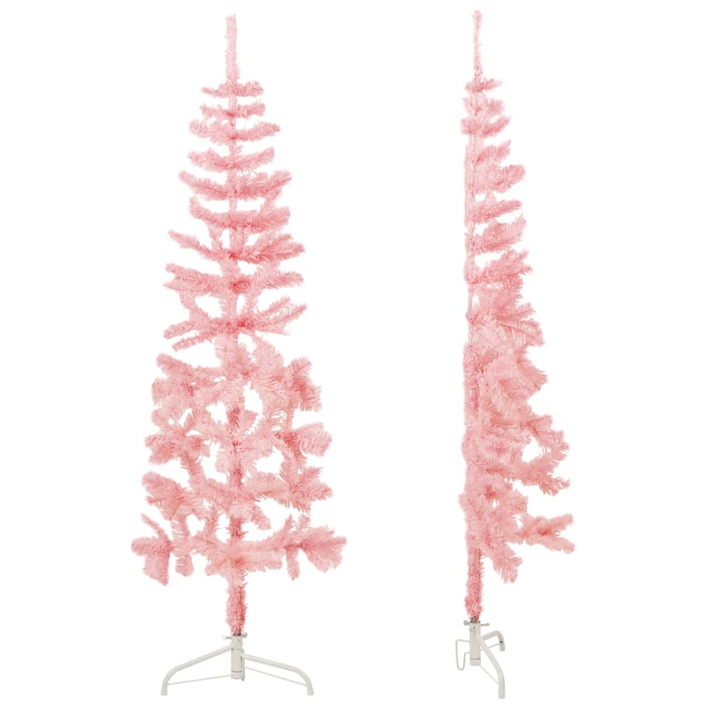 Slim Artificial Half Christmas Tree with Stand Pink 180 cm