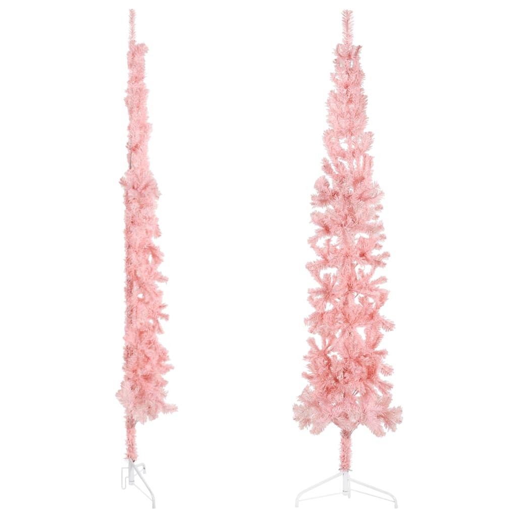 Slim Artificial Half Christmas Tree with Stand Pink 240 cm