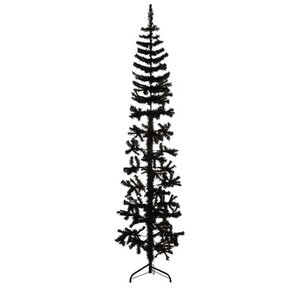 Slim Artificial Half Christmas Tree with Stand Black 240 cm