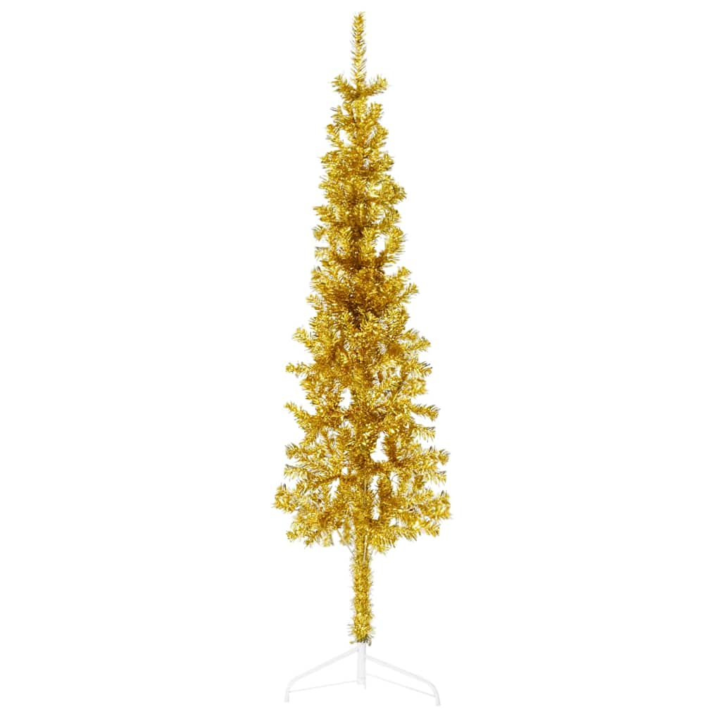 Slim Artificial Half Christmas Tree with Stand Gold 120 cm