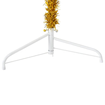 Slim Artificial Half Christmas Tree with Stand Gold 150 cm