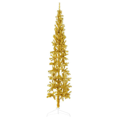 Slim Artificial Half Christmas Tree with Stand Gold 240 cm