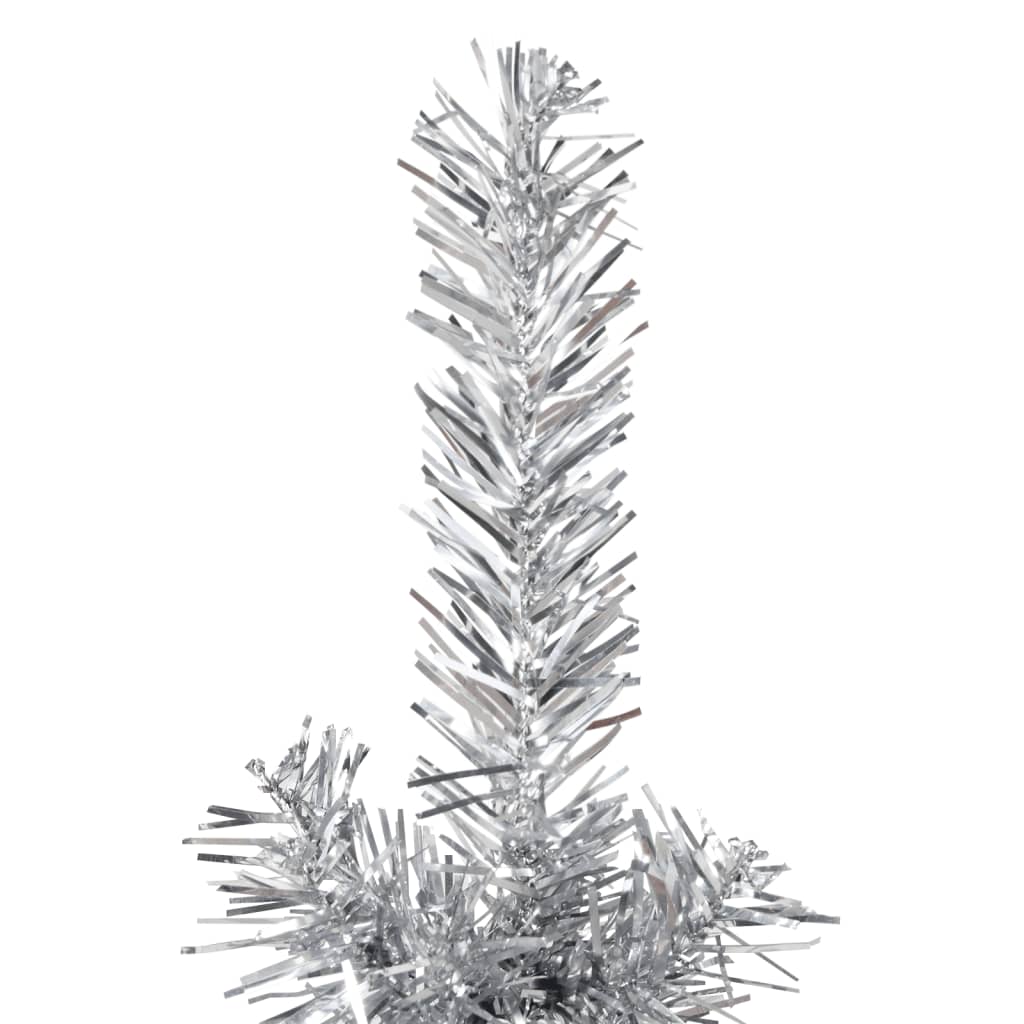 Slim Artificial Half Christmas Tree with Stand Silver 180 cm