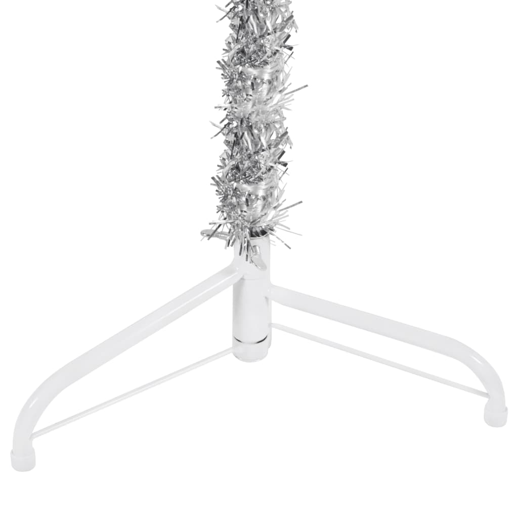 Slim Artificial Half Christmas Tree with Stand Silver 180 cm