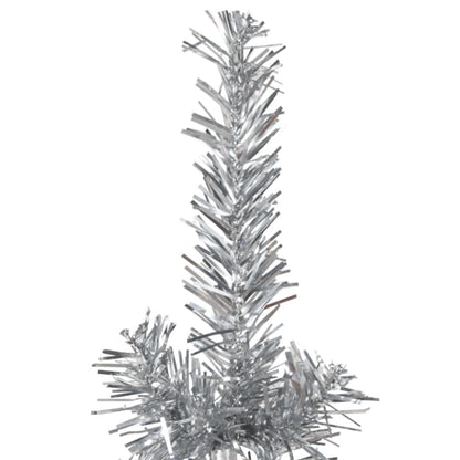 Slim Artificial Half Christmas Tree with Stand Silver 210 cm