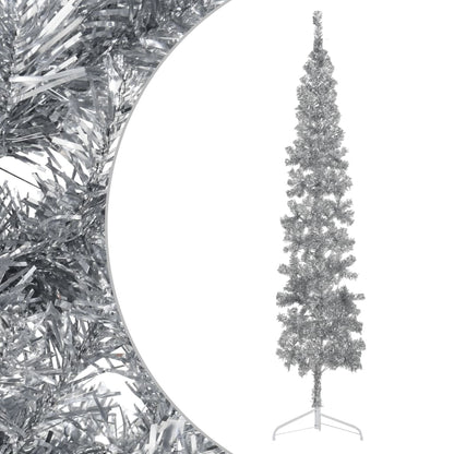 Slim Artificial Half Christmas Tree with Stand Silver 240 cm