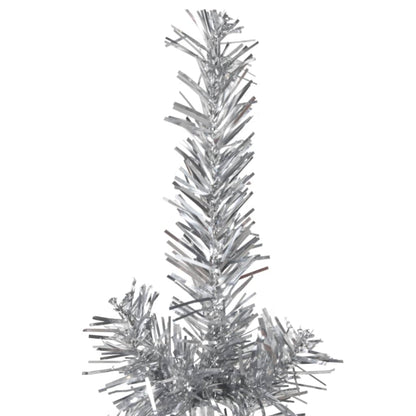 Slim Artificial Half Christmas Tree with Stand Silver 240 cm