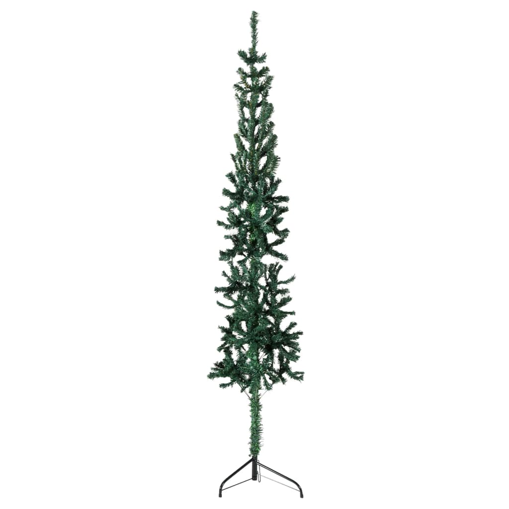 Slim Artificial Half Christmas Tree with Stand Green 240 cm