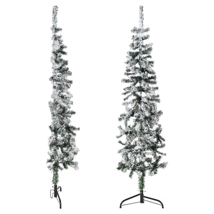 Slim Artificial Half Christmas Tree with Flocked Snow 120 cm