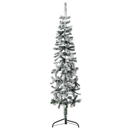 Slim Artificial Half Christmas Tree with Flocked Snow 120 cm