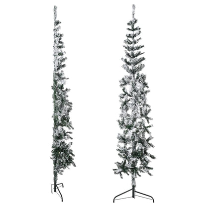 Slim Artificial Half Christmas Tree with Flocked Snow 180 cm