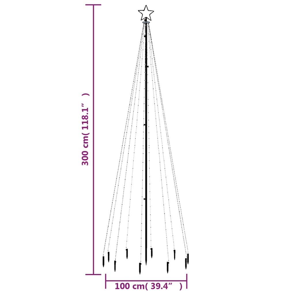 Christmas Tree with Spike Cold White 310 LEDs 300 cm