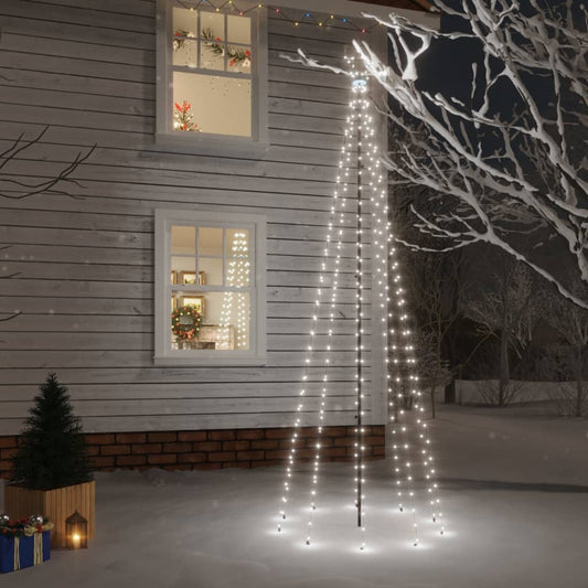 Christmas Tree with Spike Cold White 310 LEDs 300 cm