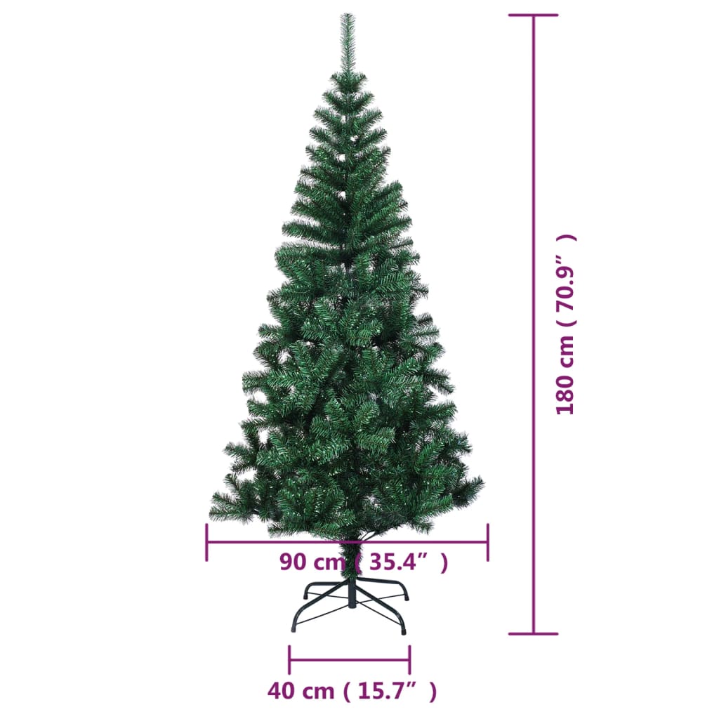 Artificial Christmas Tree with Iridescent Tips Green 180 cm PVC