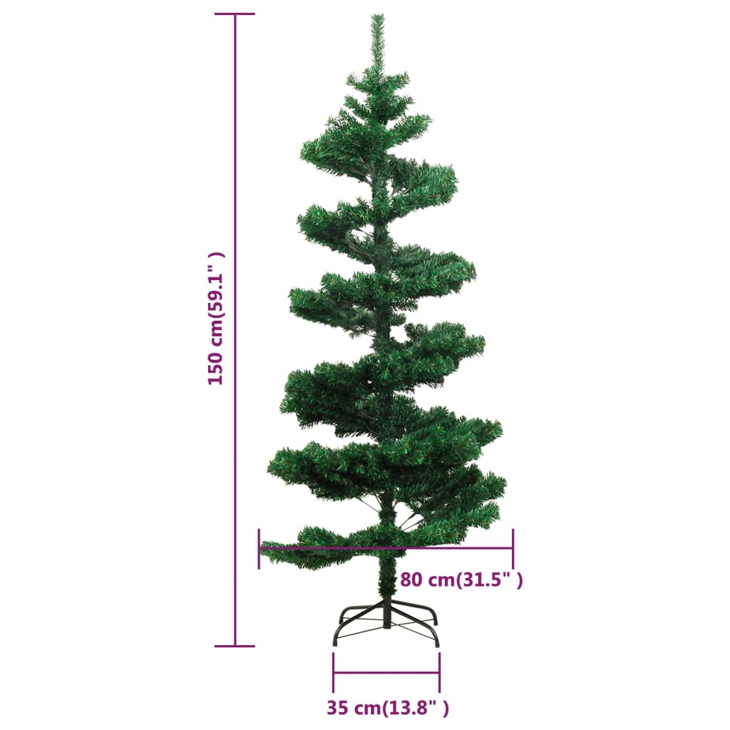 Swirl Pre-lit Christmas Tree with Stand Green 150 cm PVC