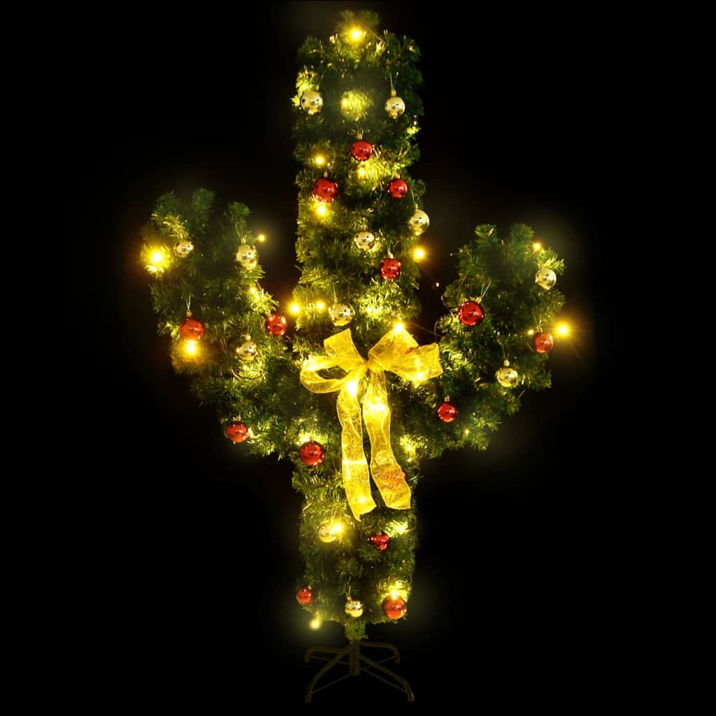 Christmas Cactus with Stand and LED Green 150 cm PVC