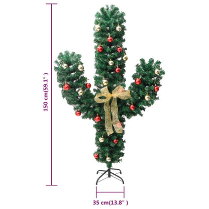 Christmas Cactus with Stand and LED Green 150 cm PVC