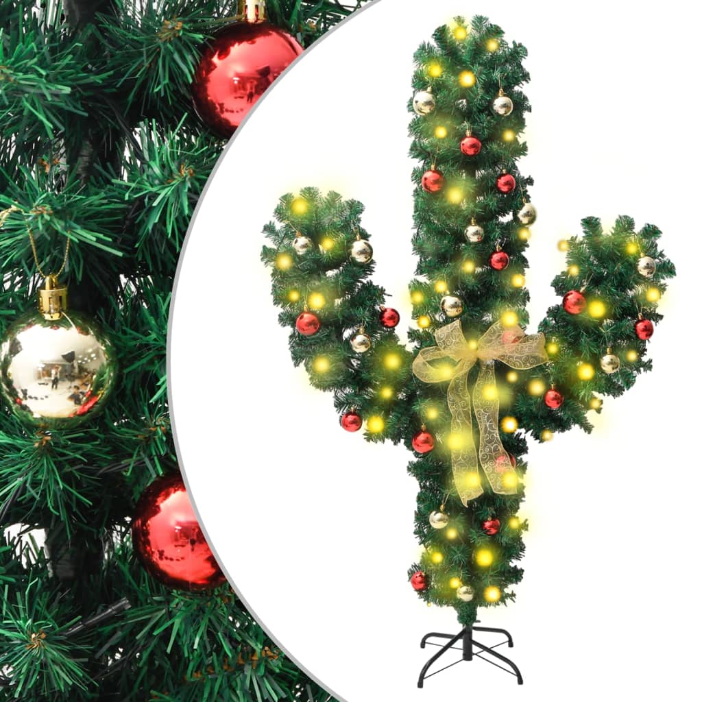 Christmas Cactus with Stand and LED Green 180 cm PVC