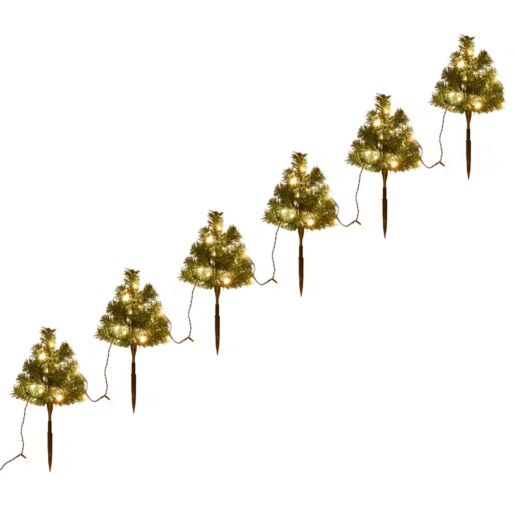 Christmas Pathway Trees 6 pcs with Warm White LEDs 45 cm PVC