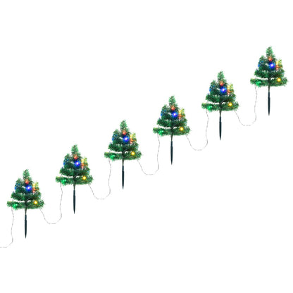 Christmas Pathway Trees 6 pcs with Multicolour LEDs 45 cm PVC