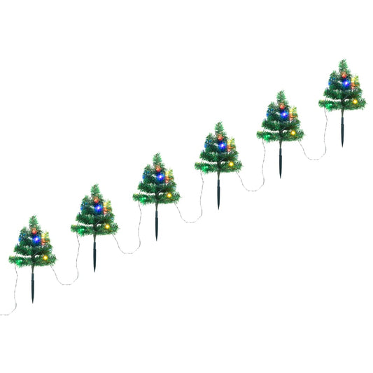 Christmas Pathway Trees 6 pcs with Multicolour LEDs 45 cm PVC