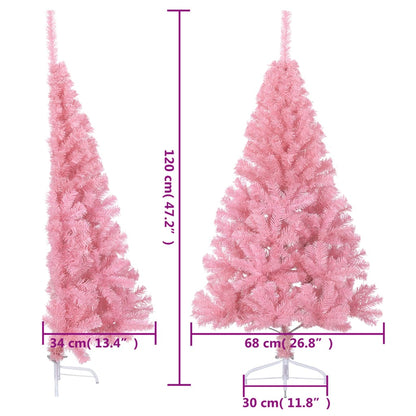 Artificial Half Christmas Tree with Stand Pink 120 cm PVC