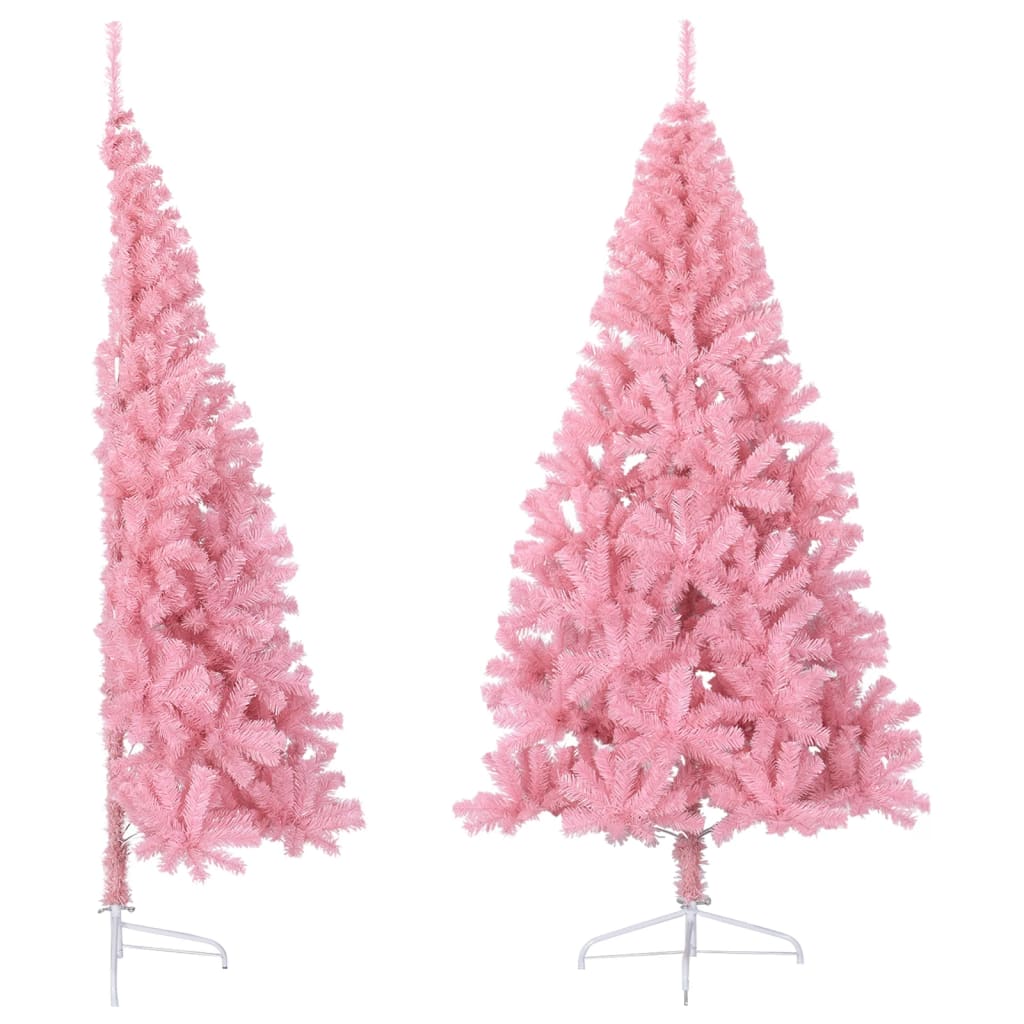 Artificial Half Christmas Tree with Stand Pink 180 cm PVC